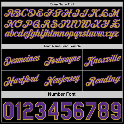 Custom Reversible Black Purple-Old Gold Double Side Star Sublimation Basketball Set Jersey