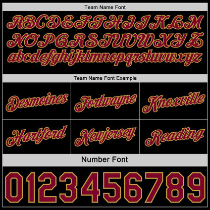 Custom Reversible Black Crimson-Old Gold Double Side Star Sublimation Basketball Set Jersey