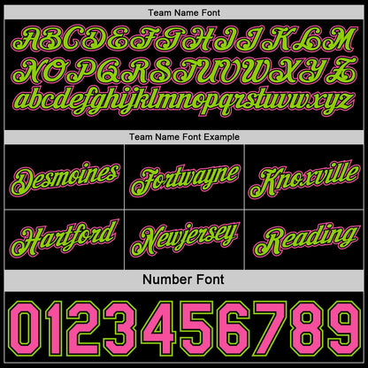 Custom Reversible Black Pink-Neon Green Double Side Star Sublimation Basketball Set Jersey