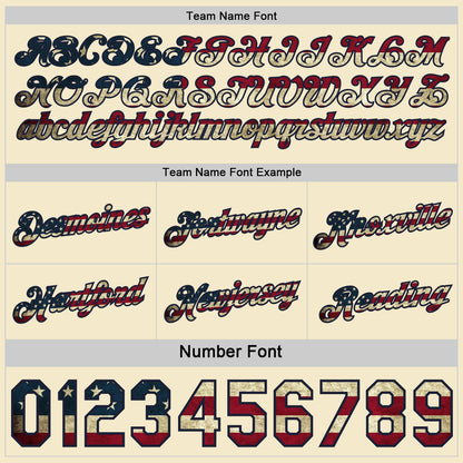Custom Reversible Navy Vintage USA Flag-Cream Double Side Star Sublimation Basketball Set Jersey