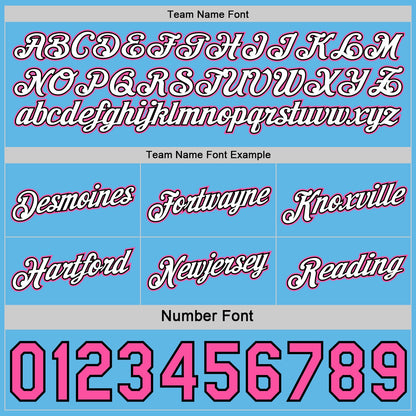 Custom Reversible Pink White Sky Blue-Black Double Side Star Sublimation Basketball Set Jersey