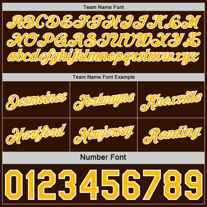 Custom Reversible Brown Gold-White Double Side Star Sublimation Basketball Set Jersey