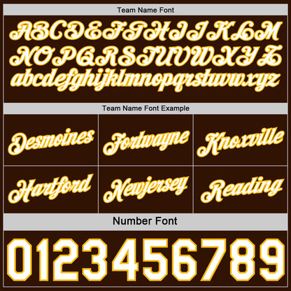 Custom Reversible Brown White-Gold Double Side Star Sublimation Basketball Set Jersey