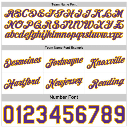 Custom Reversible Purple White-Gold Double Side Star Sublimation Basketball Set Jersey