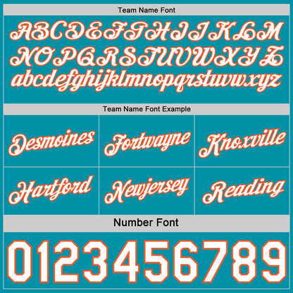 Custom Reversible Teal White-Orange Double Side Star Sublimation Basketball Set Jersey