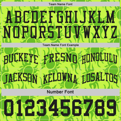 Custom Black-Neon Green Side Panel Stripe Sun Flame Reversible Double Side Sublimation Basketball Set Jersey