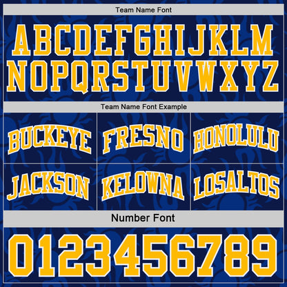 Custom Navy Gold-White Side Panel Stripe Sun Flame Reversible Double Side Sublimation Basketball Set Jersey