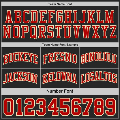 Custom Black Red-Cream Side Panel Geometric Chevron Reversible Double Side Sublimation Basketball Set Jersey