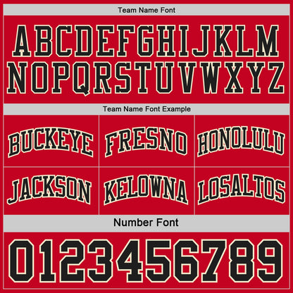 Custom Black Red-Cream Side Panel Geometric Chevron Reversible Double Side Sublimation Basketball Set Jersey