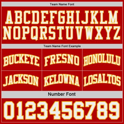 Custom Red White-Gold Side Panel Geometric Chevron Reversible Double Side Sublimation Basketball Set Jersey
