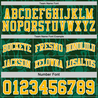 Custom Green Gold-White Side Panel Stripe Sun Flame Reversible Double Side Sublimation Basketball Set Jersey
