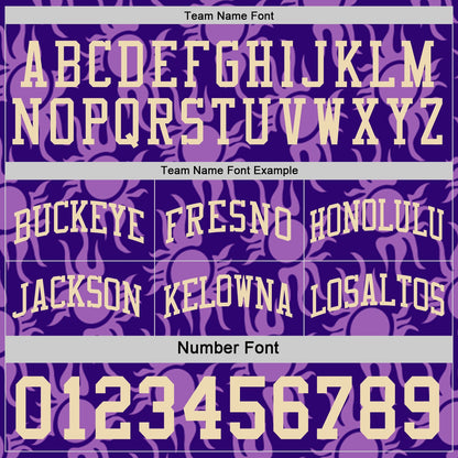 Custom Purple-Cream Side Panel Stripe Sun Flame Reversible Double Side Sublimation Basketball Set Jersey