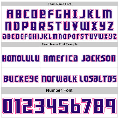 Custom White Purple-Pink Side Panel Stripe Geometric V-Cut Color Block Reversible Double Side Sublimation Basketball Set Jersey