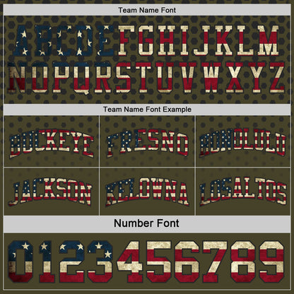 Custom Black Vintage USA Flag Olive-Cream Side Panel Stripe Gradient Geometric Honeycomb Reversible Double Side Sublimation Basketball Set Jersey