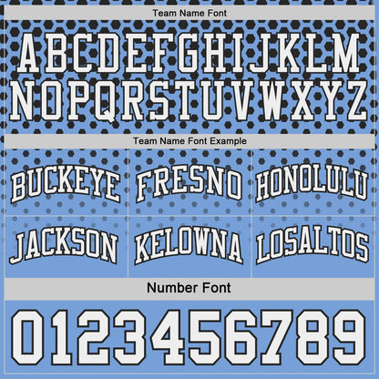 Custom Black White-Light Blue Side Panel Stripe Gradient Geometric Honeycomb Reversible Double Side Sublimation Basketball Set Jersey