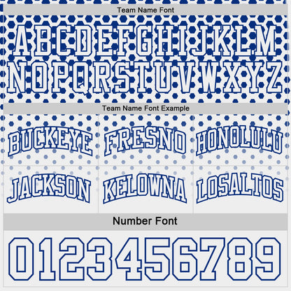 Custom Royal-White Side Panel Stripe Gradient Geometric Honeycomb Reversible Double Side Sublimation Basketball Set Jersey