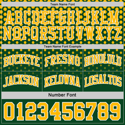 Custom Green Gold-White Side Panel Stripe Gradient Geometric Honeycomb Reversible Double Side Sublimation Basketball Set Jersey