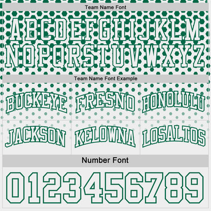 Custom Kelly Green-White Side Panel Stripe Gradient Geometric Honeycomb Reversible Double Side Sublimation Basketball Set Jersey