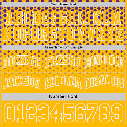 Custom Purple Gold-White Side Panel Stripe Gradient Geometric Honeycomb Reversible Double Side Sublimation Basketball Set Jersey