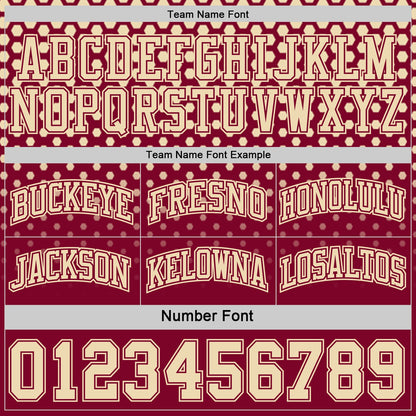 Custom Maroon-Cream Side Panel Stripe Gradient Geometric Honeycomb Reversible Double Side Sublimation Basketball Set Jersey