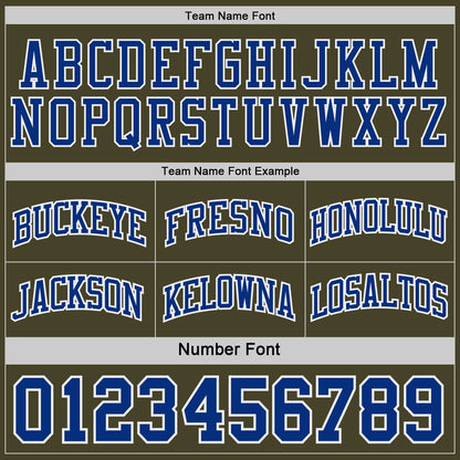 Custom Olive(Cream) Royal-White Camo Side Panel Stripe Reversible Double Side Sublimation Basketball Set Jersey