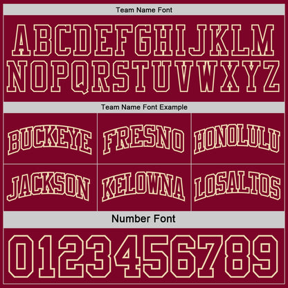 Custom Maroon-Cream Camo Side Panel Stripe Reversible Double Side Sublimation Basketball Set Jersey