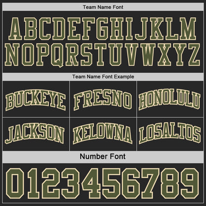 Custom Black Olive-Cream Woodland Camo Side Panel Stripe Reversible Double Side Sublimation Basketball Set Jersey