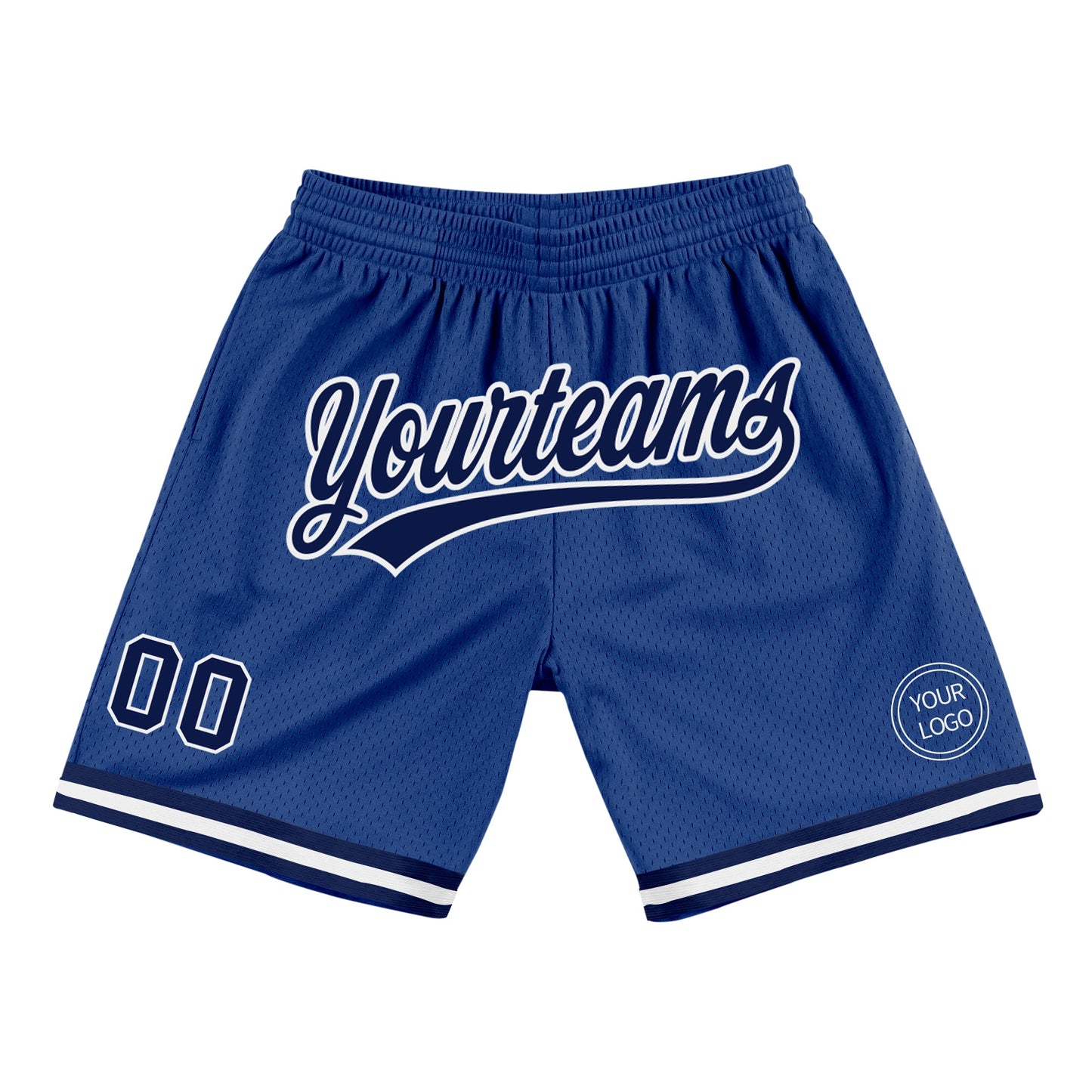 Custom Royal Navy-White Authentic Throwback Basketball Shorts