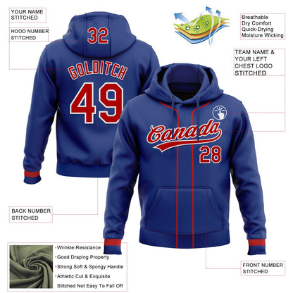 Custom Stitched Royal Red-White Baseball Pullover Sweatshirt Hoodie