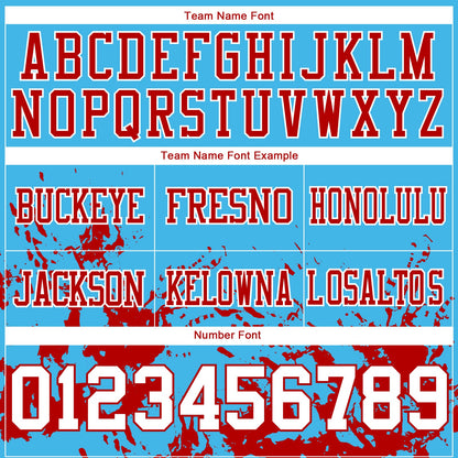 Custom Sky Blue White-Red 3D Pattern Splash Authentic Football Jersey