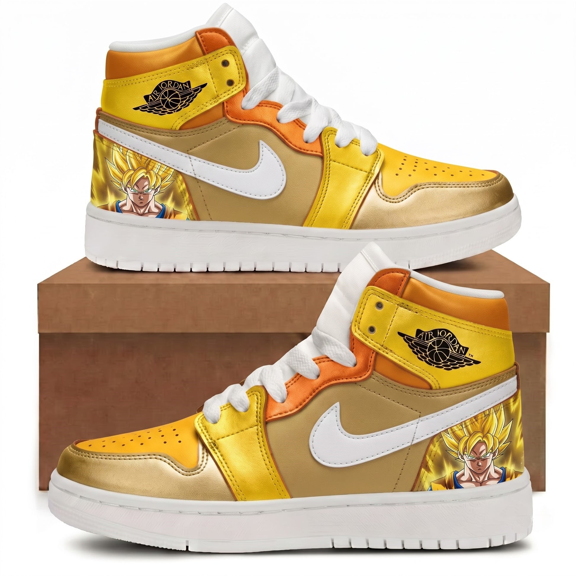 Gokuu Transformation High Top Sneakers — Anime Saiyann Inspired Shoes — 4 Color Power Form Dragon Ba - Custom Fan Apparel Image 1