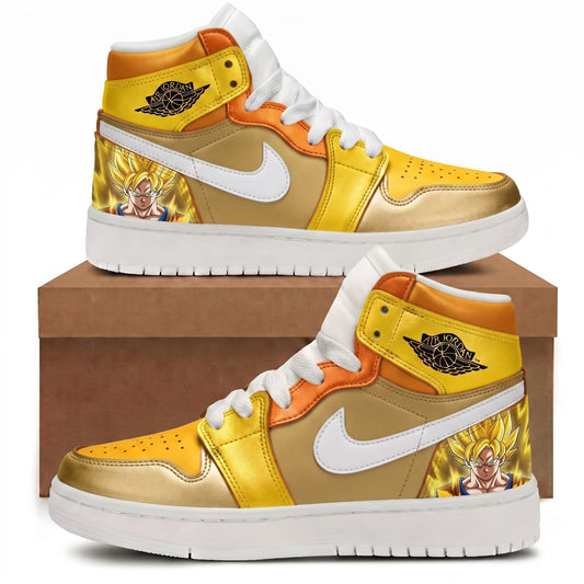 Gokuu Transformation High Top Sneakers — Anime Saiyann Inspired Shoes — 4 Color Power Form Dragon Ba - Custom Fan Apparel Image 1