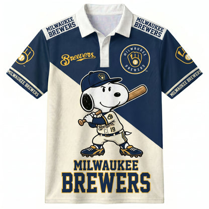 National League — NL Baseball Polo Shirt, Team Color Game Day Polo, Cartoon Dog Baseball Inspired Sports Jersey, Navy Pinstripe Fanwear Shirt