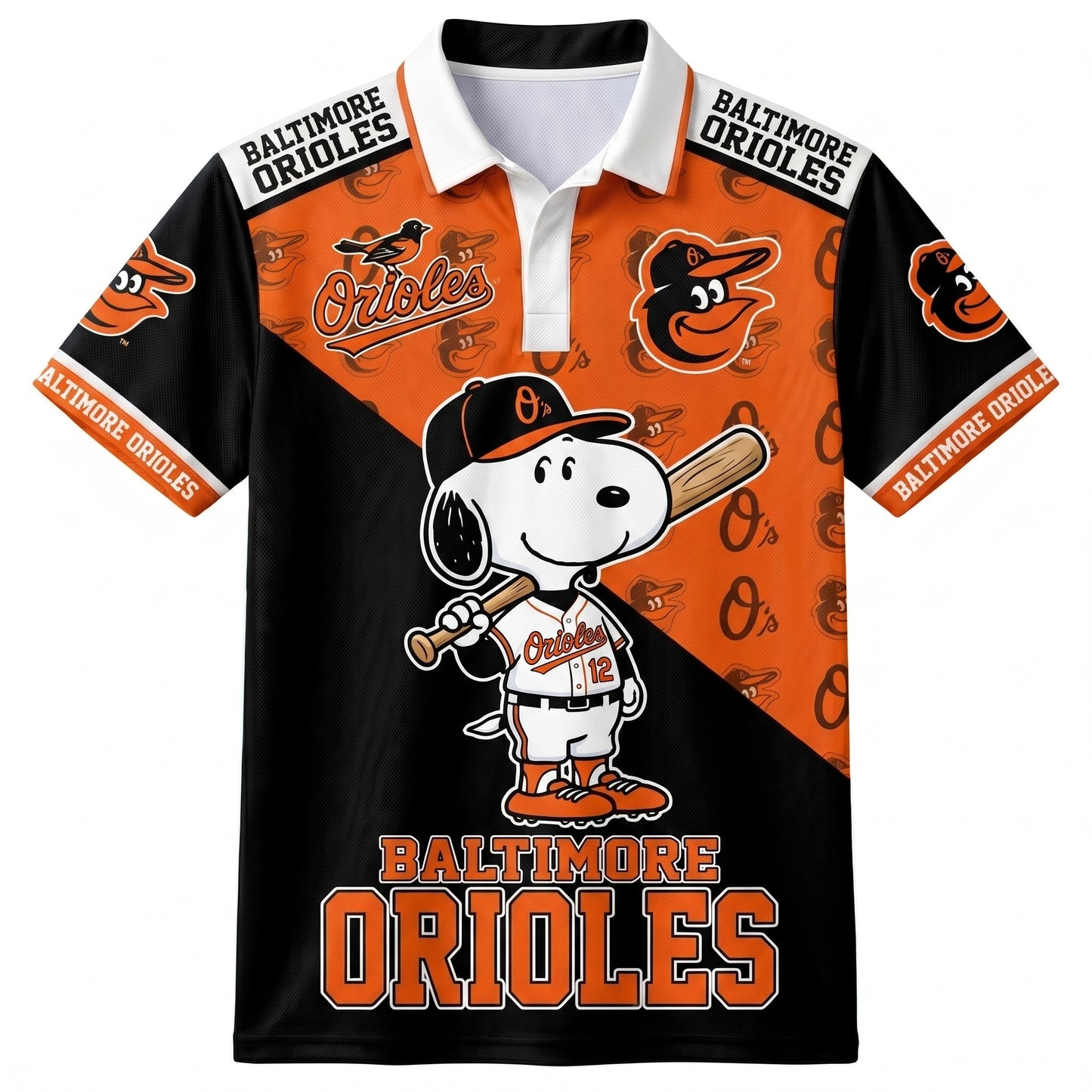 American League - AL Baseball Polo Shirt, Team Color Game Day Polo, Cartoon Dog Baseball Inspired Sports Jersey, Navy Pinstripe Fanwear Shirt