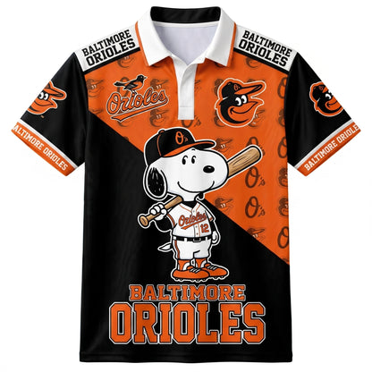 American League - AL Baseball Polo Shirt, Team Color Game Day Polo, Cartoon Dog Baseball Inspired Sports Jersey, Navy Pinstripe Fanwear Shirt