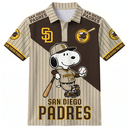 National League — NL Baseball Polo Shirt, Team Color Game Day Polo, Cartoon Dog Baseball Inspired Sports Jersey, Navy Pinstripe Fanwear Shirt