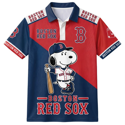 American League - AL Baseball Polo Shirt, Team Color Game Day Polo, Cartoon Dog Baseball Inspired Sports Jersey, Navy Pinstripe Fanwear Shirt