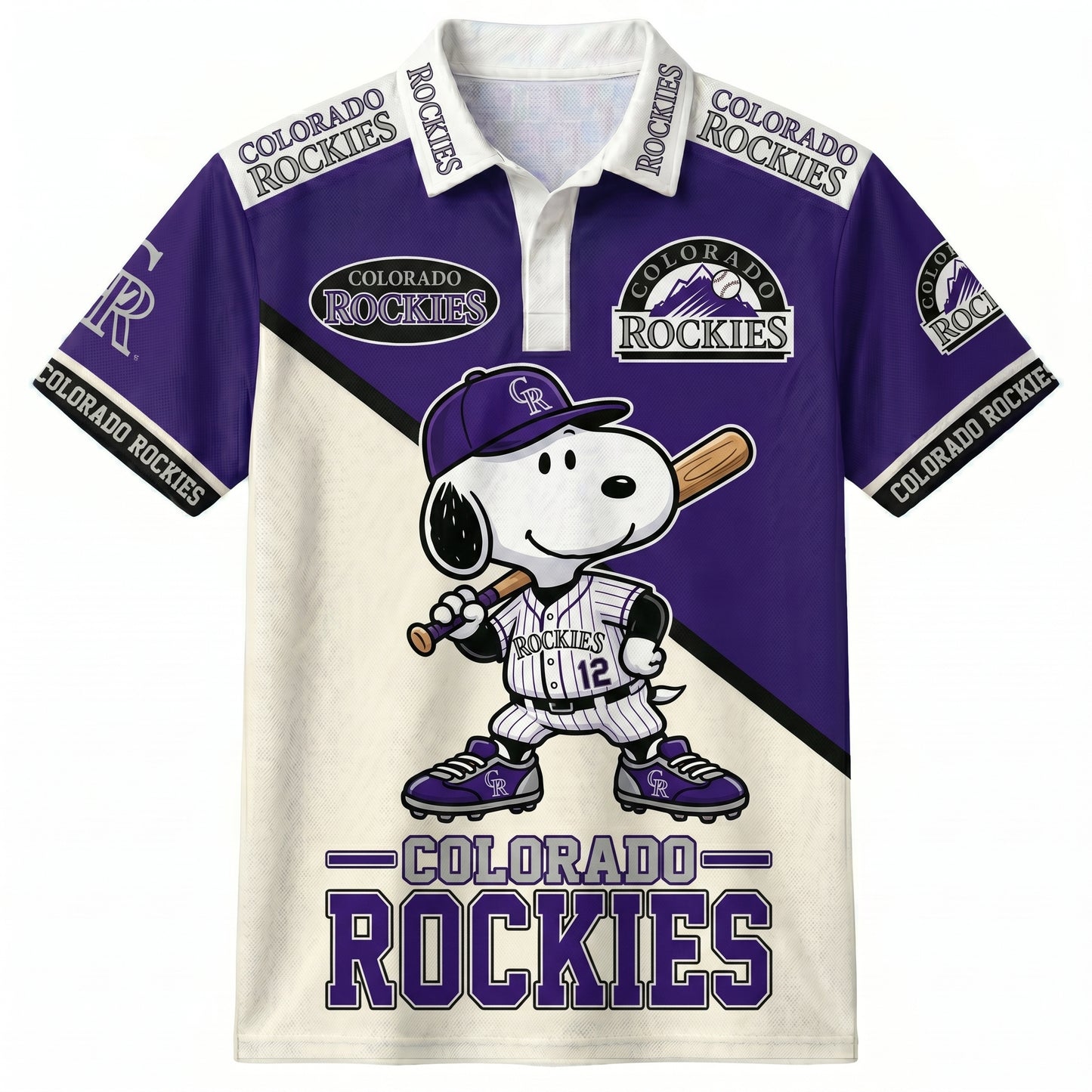 National League — NL Baseball Polo Shirt, Team Color Game Day Polo, Cartoon Dog Baseball Inspired Sports Jersey, Navy Pinstripe Fanwear Shirt