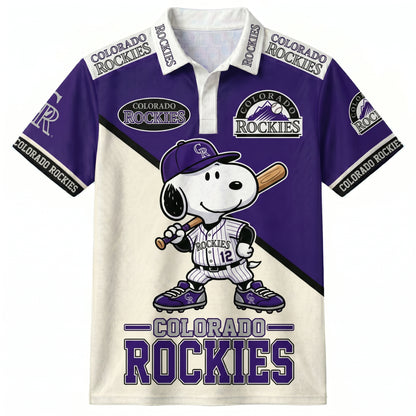 National League — NL Baseball Polo Shirt, Team Color Game Day Polo, Cartoon Dog Baseball Inspired Sports Jersey, Navy Pinstripe Fanwear Shirt