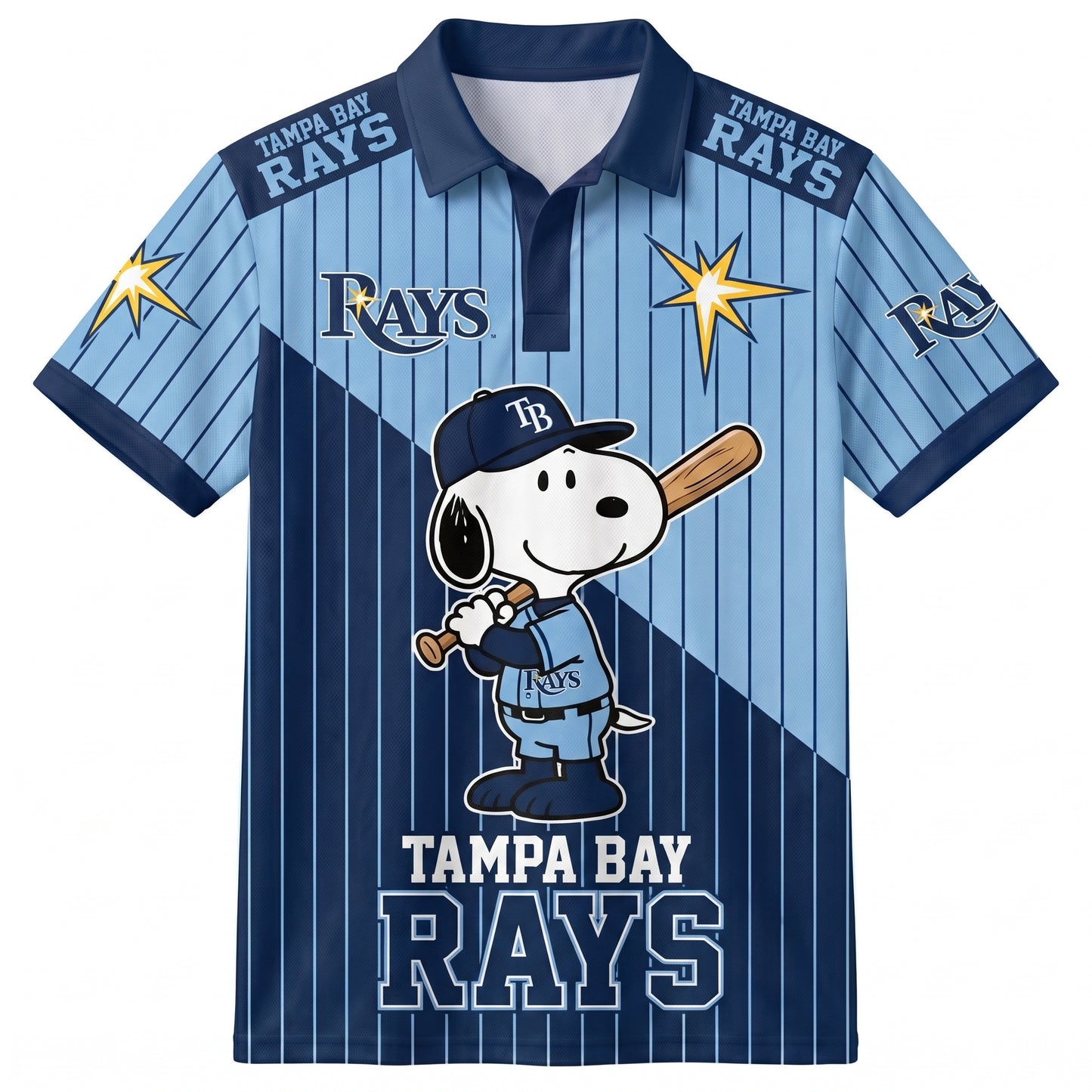 American League - AL Baseball Polo Shirt, Team Color Game Day Polo, Cartoon Dog Baseball Inspired Sports Jersey, Navy Pinstripe Fanwear Shirt