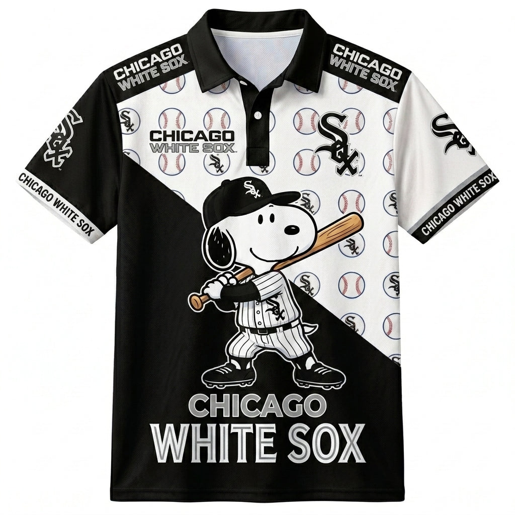 American League - AL Baseball Polo Shirt, Team Color Game Day Polo, Cartoon Dog Baseball Inspired Sports Jersey, Navy Pinstripe Fanwear Shirt