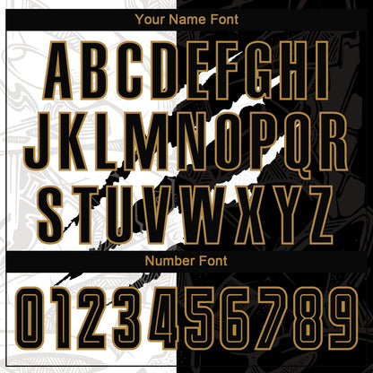 Custom Graffiti Pattern Black-Old Gold Scratch Sublimation Soccer Uniform Jersey