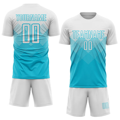 Custom Lakes Blue White Sublimation Soccer Uniform Jersey