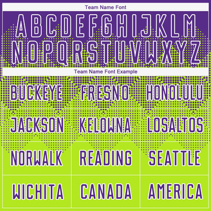 Custom Neon Green Purple-White Sublimation Soccer Uniform Jersey