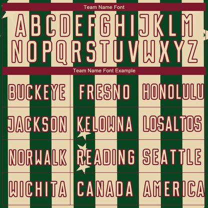 Custom City Cream Green-Crimson Stars And Stripes Sublimation Soccer Uniform Jersey