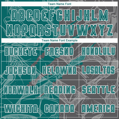Custom Graffiti Pattern Teal-Steel Gray Scratch Sublimation Soccer Uniform Jersey