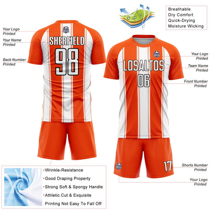 Custom Orange White-Black Line Sublimation Soccer Uniform Jersey