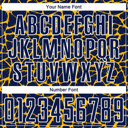 Custom Navy Gold-White Abstract Network Splash Sublimation Soccer Uniform Jersey