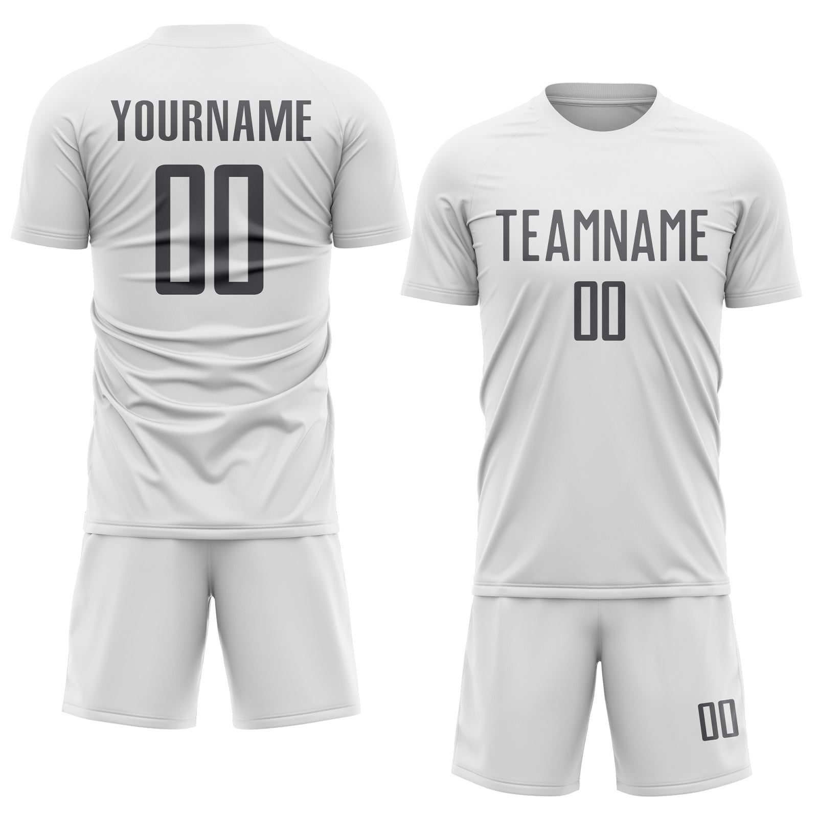 Custom White Steel Gray Sublimation Soccer Uniform Jersey
