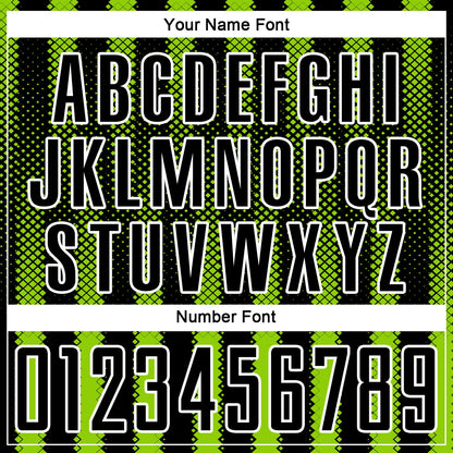 Custom Black Neon Green-White Geometric Shape Sublimation Soccer Uniform Jersey